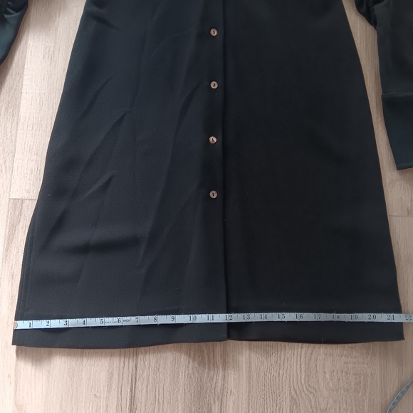Banana Republic Shirt Dress Midi Black Ruching Button Front A-Line Size 6 - Picture 12 of 14